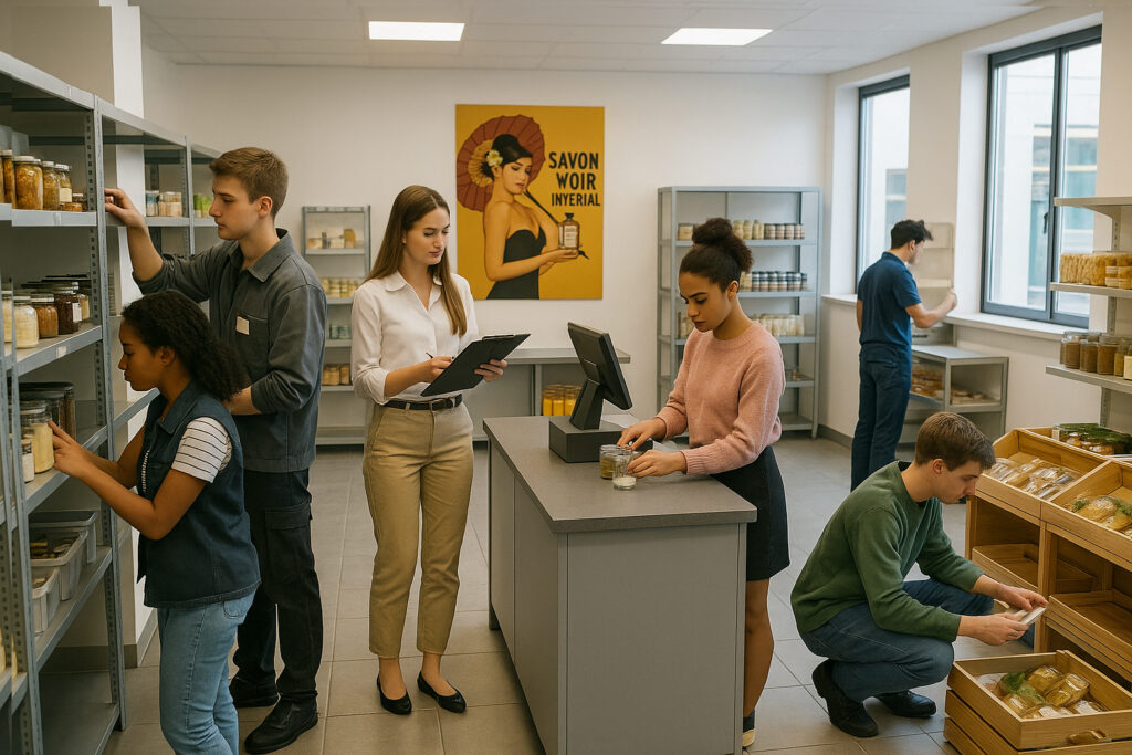 Illustration magasin pédagogique formation Commerce Vente Accueil