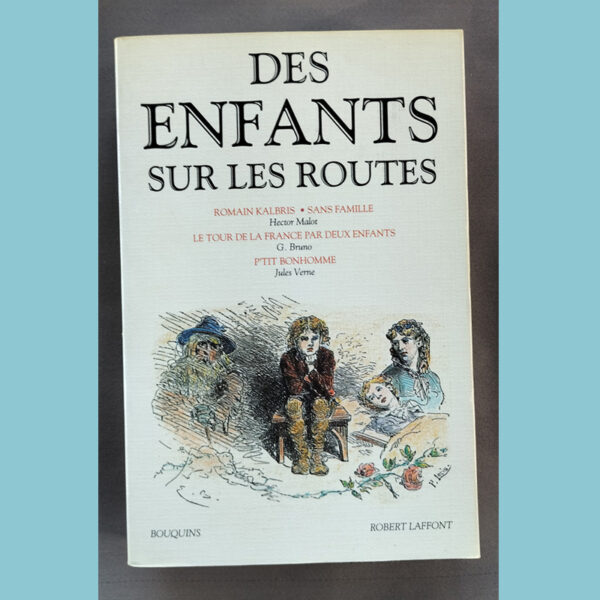 Couverture du livre Des enfants sur les routes illustrée avec enfants assis et allongés