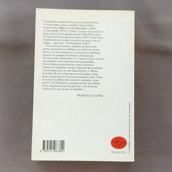 Dos du livre Des enfants sur les routes avec résumé et pastille rouge 1168 pages