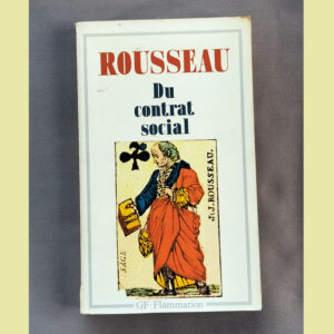 Couverture du Contrat social de Rousseau avec une carte révolutionnaire représentant l’auteur