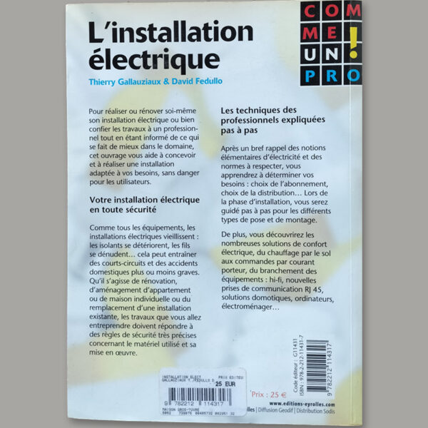 Image de la quatrième de couverture du livre "Installation électrique"