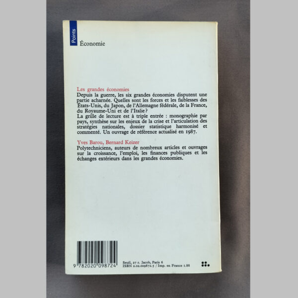 Livre Les Grandes Économies quatrième de couverture résumé comparatif économique