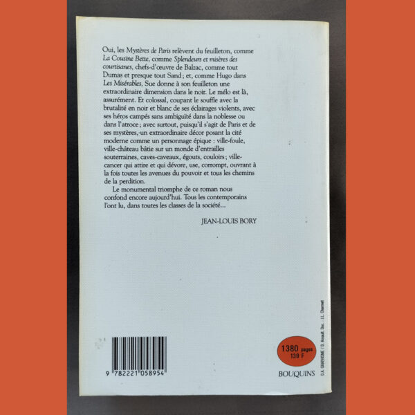 Livre Les Mystères de Paris quatrième de couverture présentation roman feuilleton