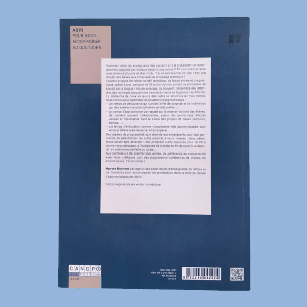 Livre Outils pour Produire des Écrits quatrième de couverture résumé guide enseignant