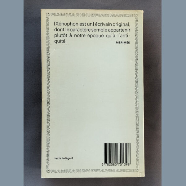 Quatrième de couverture du livre « Œuvres Complètes Tome 1 » de Xénophon avec citation de Mérimée et code-barres.
