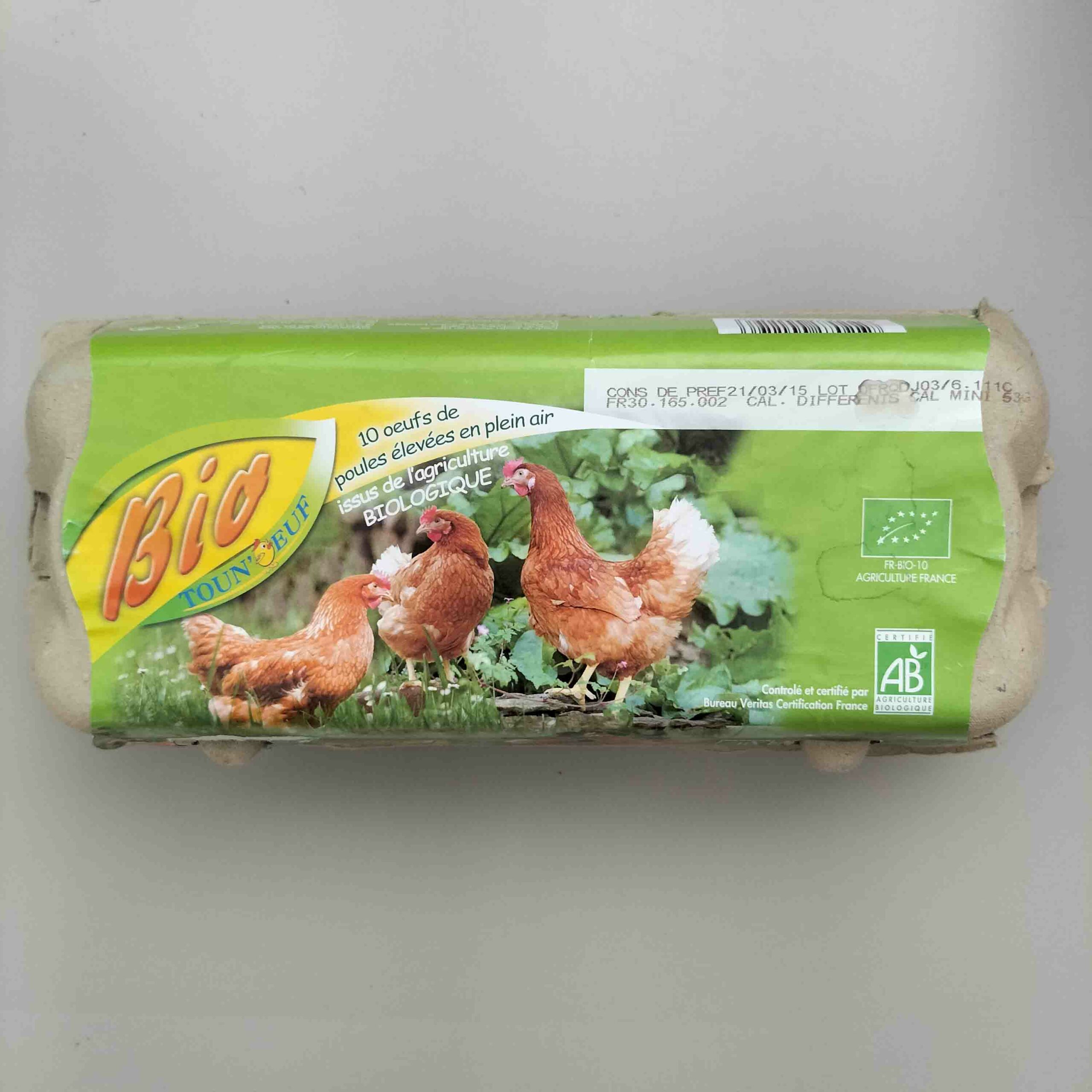 10 œufs Bio de poules élevées en plein air