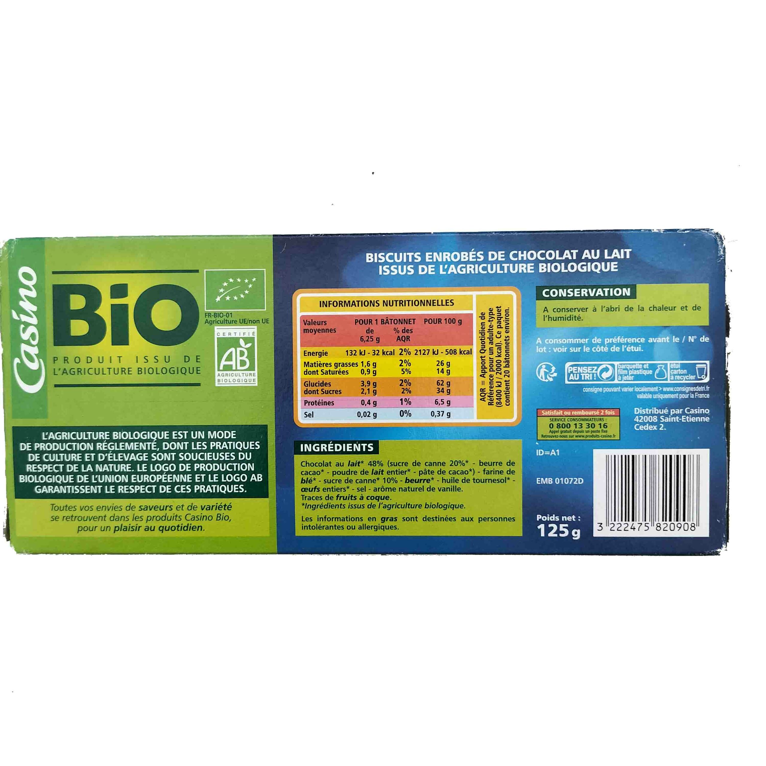 Bâtonnets Chocolat lait Bio Casino – Image 2