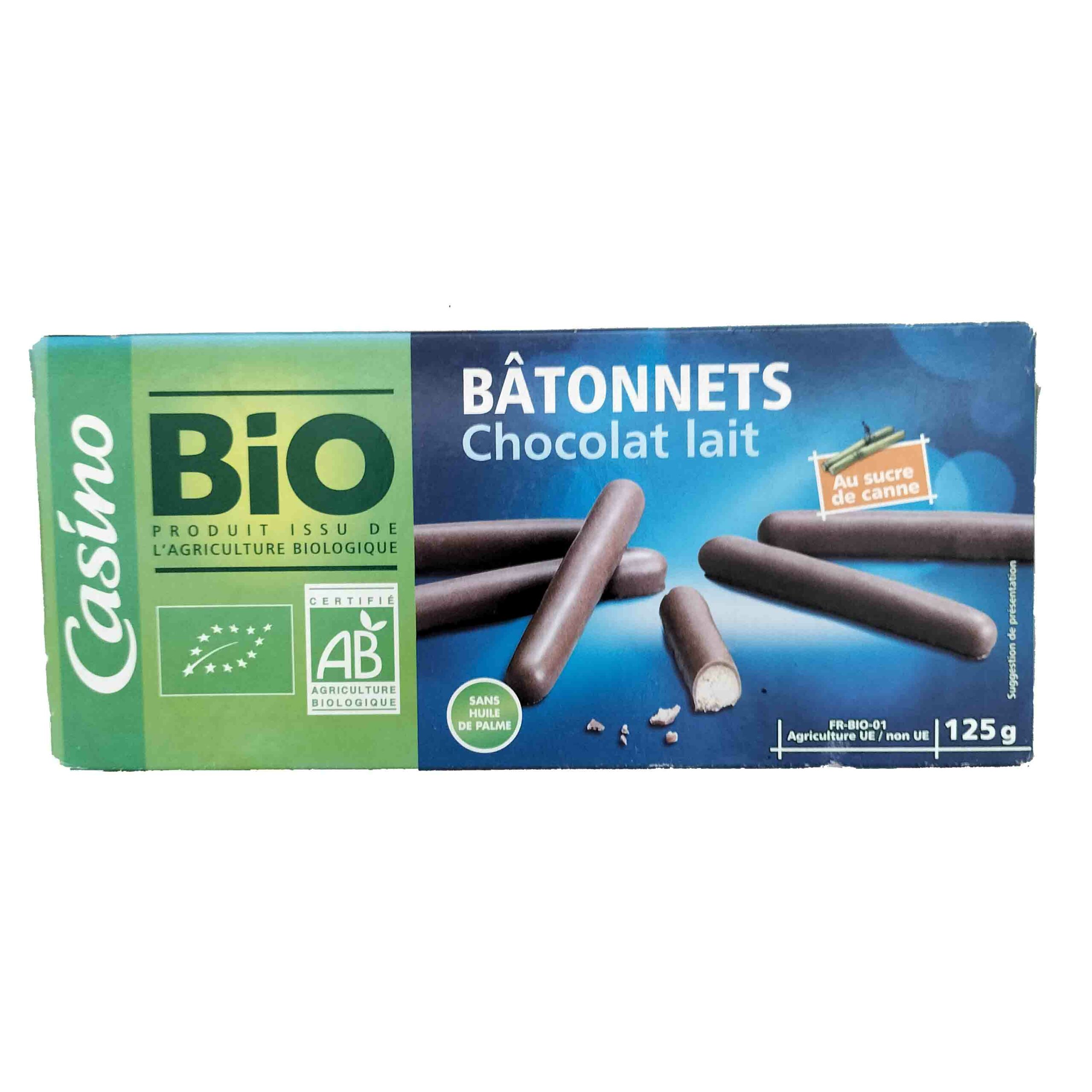 Bâtonnets Chocolat lait Bio Casino