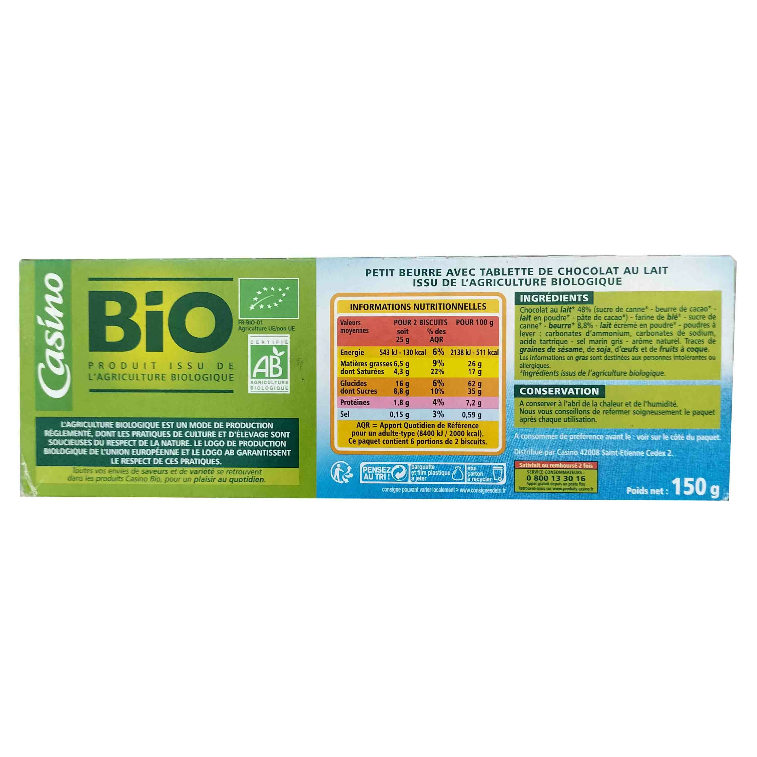 Petit Beurre avec tablette chocolat lait Bio Casino – Image 2