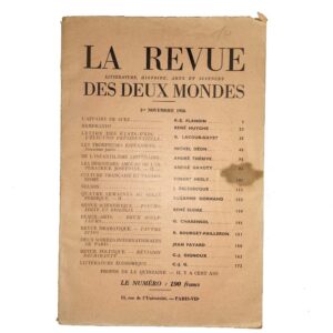 Première de couverture de La Revue des Deux Mondes du 1er novembre 1956 avec sommaire sur l’affaire de Suez et Rembrandt