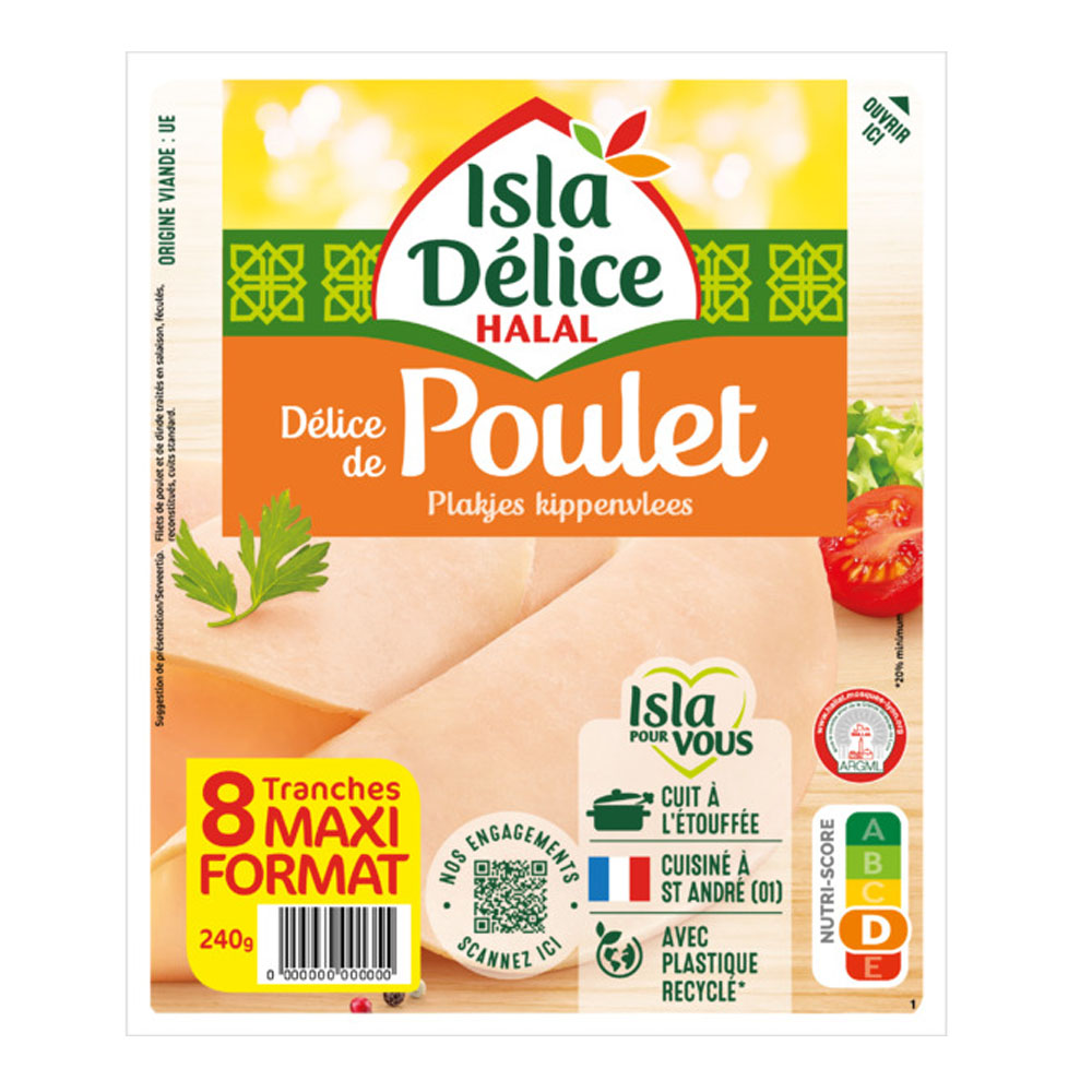 8 tranches de blanc de poulet Isla Délice Hallal