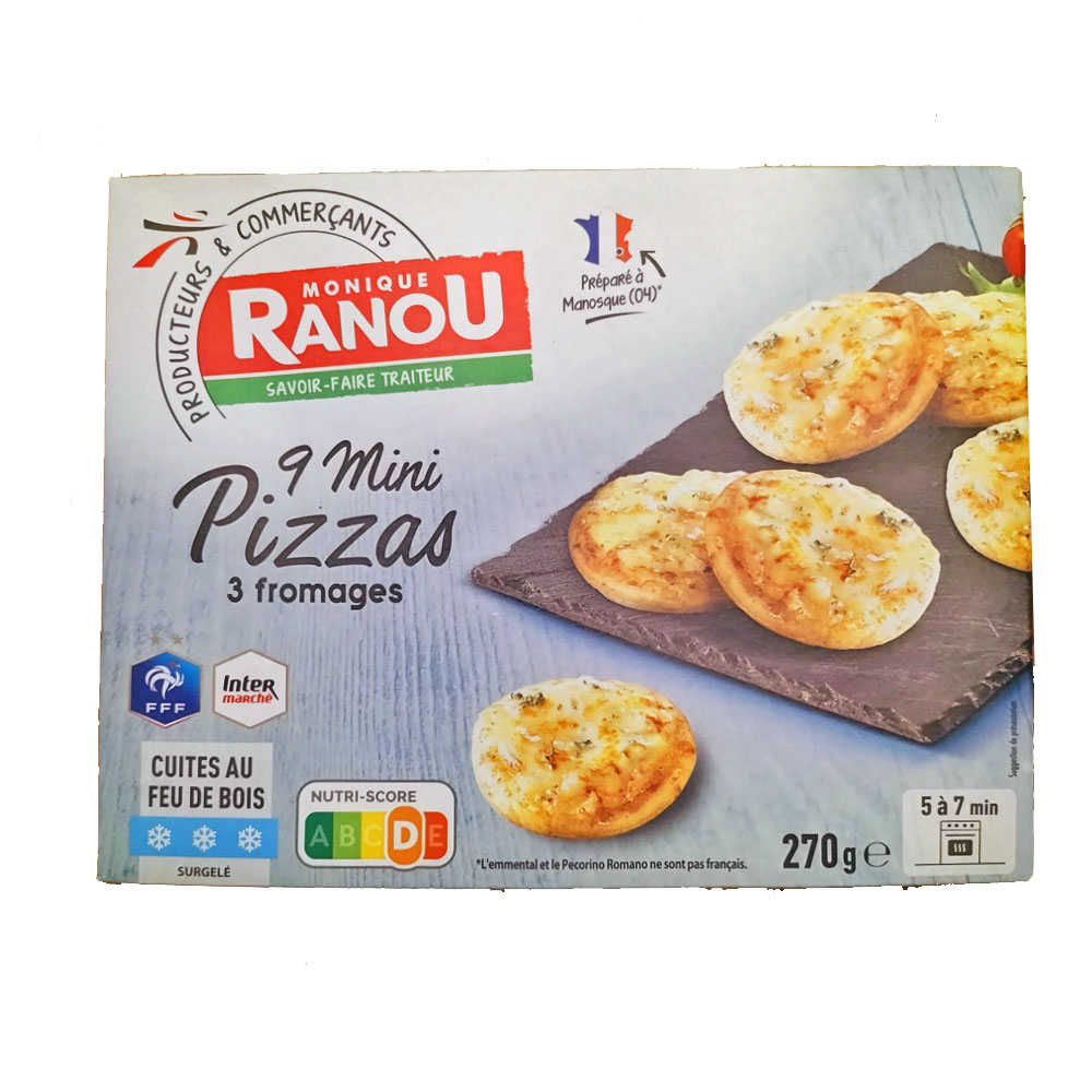 9 Mini Pizzas 3 fromages - surgelées