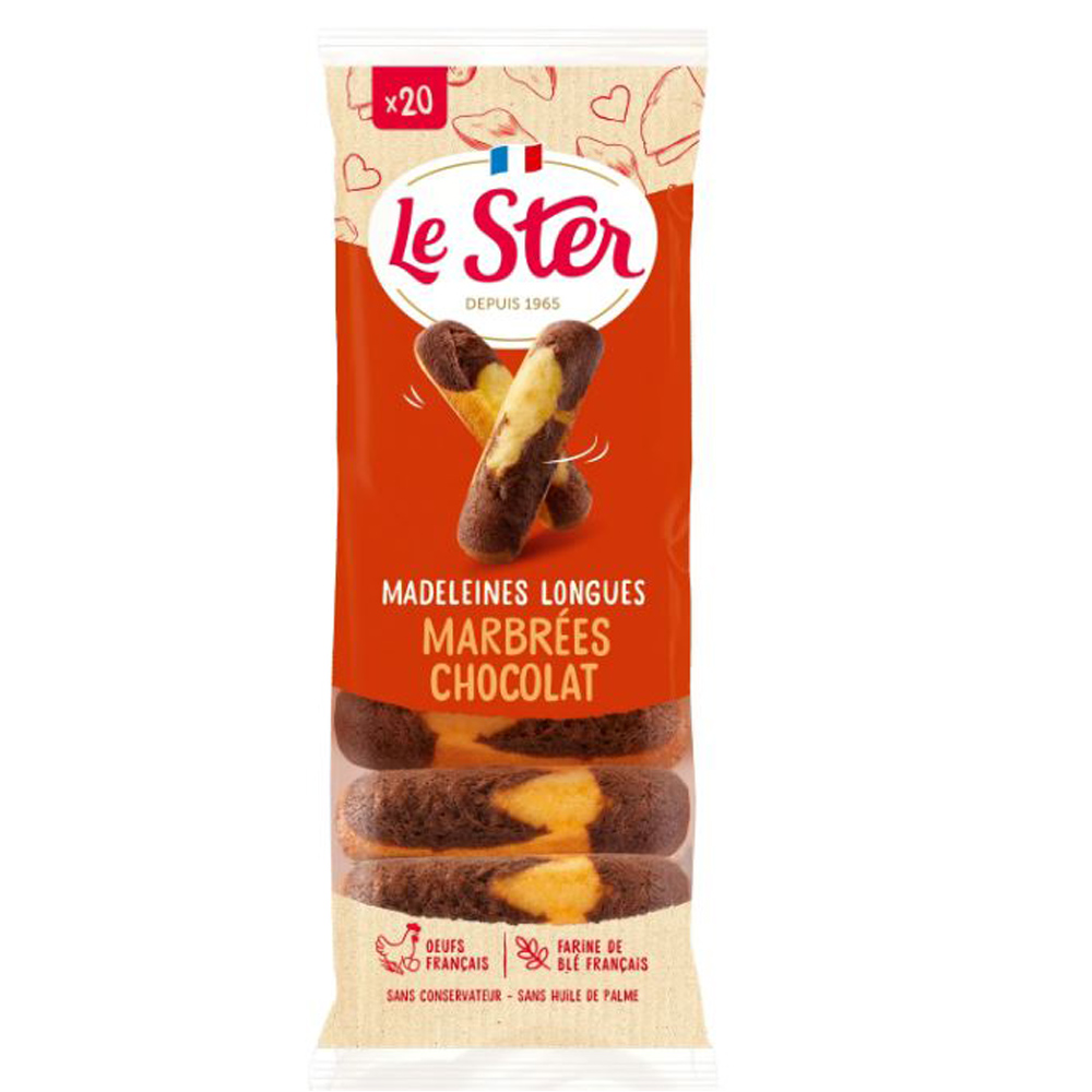 Madeleines longues marbrées chocolat Le Ster